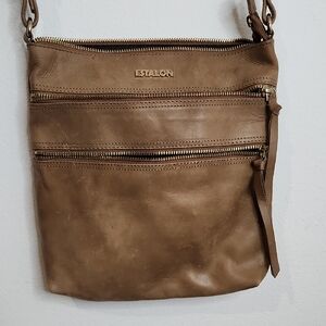Estalon Tan Leather Crossbody Bag